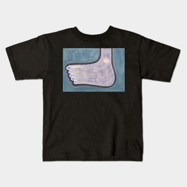 Big Foot on Blue Kids T-Shirt by JaySnellingArt